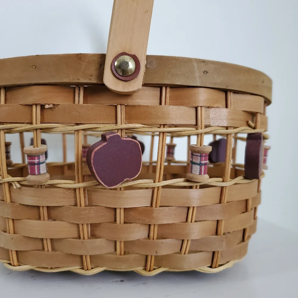 Apple & Spool Woven Wooden Basket